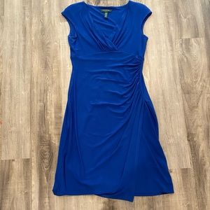 Ralph Lauren Blue Dress cinched Wrapped with Slit